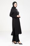 Siyah İkili Alt Üst Keten Tesettür Takım