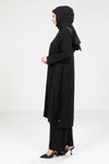 Siyah İkili Alt Üst Keten Tesettür Takım