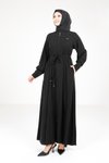 Siyah Kloş Fermuarlı Ferace