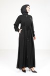 Siyah Kloş Fermuarlı Ferace