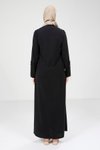 Siyah Kolu Fermuar Detaylı Tesettür Elbise