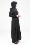 Siyah Omuz Pileli Tesettür Elbise