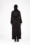 Siyah Ön Kısmı Düğmeli Apolet Detaylı Trençkot