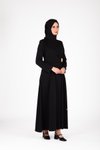 Siyah Ön Kısmı Tokalı Tesettür Elbise
