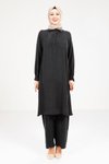 Siyah Rahat Kesim Tunik Pantolon Tesettür İkili Takım