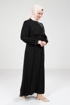 Siyah Serpme Taş Detaylı Ferace