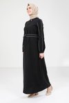 Siyah Tesettür Biye Detaylı Elbise