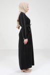 Siyah Tesettür Biye Detaylı Elbise