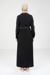 Siyah Tesettür Biye Detaylı Elbise
