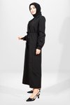 Siyah Uzun Kemerli Trençkot
