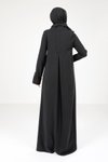Siyah Yakalı Düğme Detaylı Tesettür Elbise