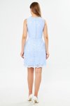 Bebe Mavi Mini Fransız Dantel Geniş Askılı Kare Yaka Abiye Elbise