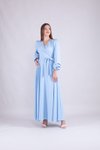 Bebe Mavi Uzun Kol Kruvaze Yaka Elbise
