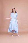 Bebe Mavisi Midi Asimetrik Kesim Elbise