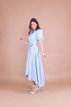 Bebe Mavisi Midi Asimetrik Kesim Elbise