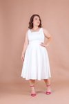 Plus Size Midi Square Neck Dress - White