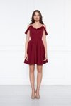 Bordo Mini Ayarlanabilir Askılı Kloş Abiye Elbise