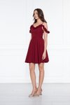 Bordo Mini Ayarlanabilir Askılı Kloş Abiye Elbise
