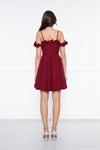 Bordo Mini Ayarlanabilir Askılı Kloş Abiye Elbise