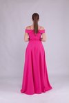 Fuşya Uzun Straplez Askılı Omuz Detay Abiye Elbise