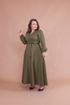 Haki Büyük Beden Uzun Elbise
