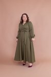 Haki Büyük Beden Uzun Elbise