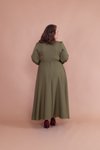 Haki Büyük Beden Uzun Elbise