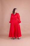 Kırmızı Büyük Beden Uzun Elbise