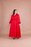 Kırmızı Büyük Beden Uzun Elbise