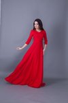 Kırmızı Uzun V Yaka Elbise