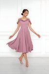 Midi Flared Pleated Adjustable Strap Ruffle Detail Evening Dress - Dark Rose