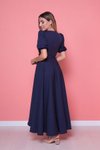 Lacivert Büyük Beden Midi Asimetrik Kesim Elbise