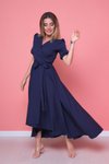 Lacivert Büyük Beden Midi Asimetrik Kesim Elbise
