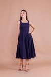 Midi Square Neck Dress - Navy Blue