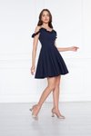 Lacivert Mini Kloş Pileli Ayarlanabilir Askılı Abiye Elbise