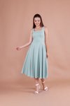 Mint Yeşili Midi Kare Yaka Elbise