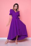Mor Büyük Beden Uzun Asimetrik Kesim Elbise
