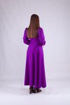 Mor Uzun Kol Kruvaze Yaka Elbise