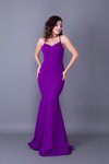 Mor Uzun Straplez Balık Model Sırtı İp Bağlamalı Abiye Elbise