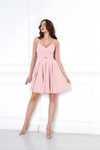 Mini Flared Pleated Strappy Back Tie Evening Dress - Powder Pink