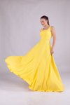 Long Square Neck Evening Dress - Yellow