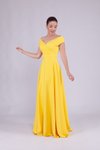 Sarı Uzun Kayık Yaka Abiye Elbise