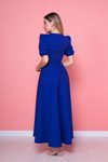Sax Mavi Büyük Beden Midi Asimetrik Kesim Elbise
