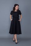 Siyah Midi Yarasa Kol Beli Lastikli Cepli Elbise