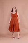Plus Size Midi Square Neck Dress - Cinnamon