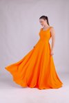Long Square Neck Evening Dress - Orange