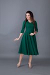 Zümrüt Midi V Yaka Cep Detaylı Elbise