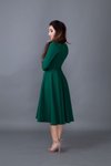 Zümrüt Midi V Yaka Cep Detaylı Elbise