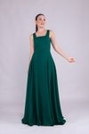 Long Strappy Square Neck Evening Dress - Emerald