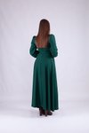 Zümrüt Uzun Kol Kruvaze Yaka Elbise